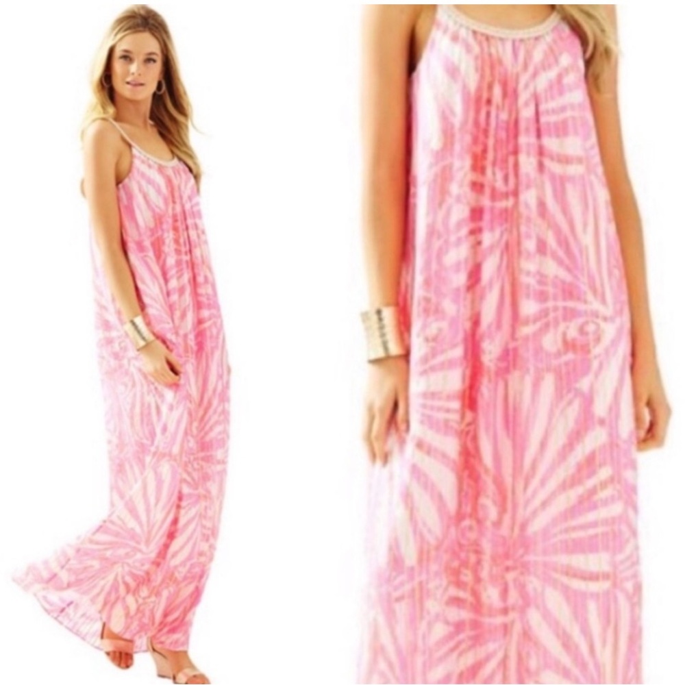 NWT Lilly Pulitzer Sienna Maxi Pink Pout Shimmy Shimmy Sz Small or (S/M)